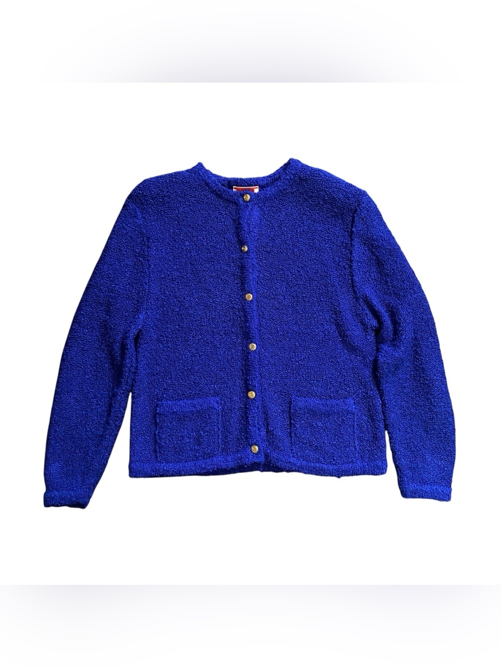 Vintage 80s Kelly Harper Cardigan Sweater Women’s Medium Vivid Royal Blue
